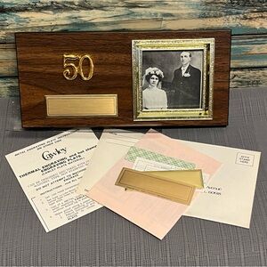 Vintage Golden 50th Anniversary Plaque with Photo Frame - The Cawley Co.